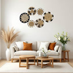 Laquedecraft Plates Wall Decor Set of 6, Handwoven Wicker (Art Deco) - Image 5