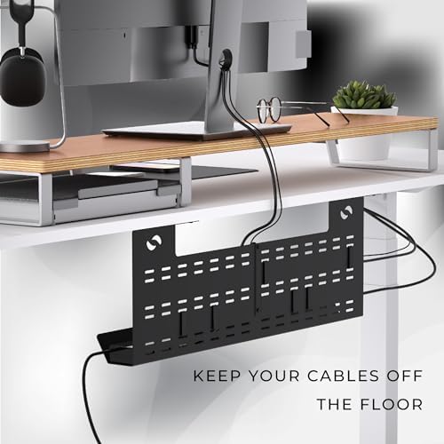 HumanCentric Under Desk Cable Management Tray & Cord Raceway, Black - Image 3