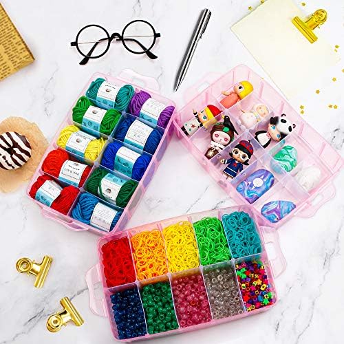Inscraft 7 Tier Craft Storage Boxes with Compartments, 70 Adjustable Plastic Organiser Storage Boxes for Crafts, Beads, Screw, Washi Tap, Stackable Storage Sorting Box for Toys, Crafts, Art Supplies - Image 2