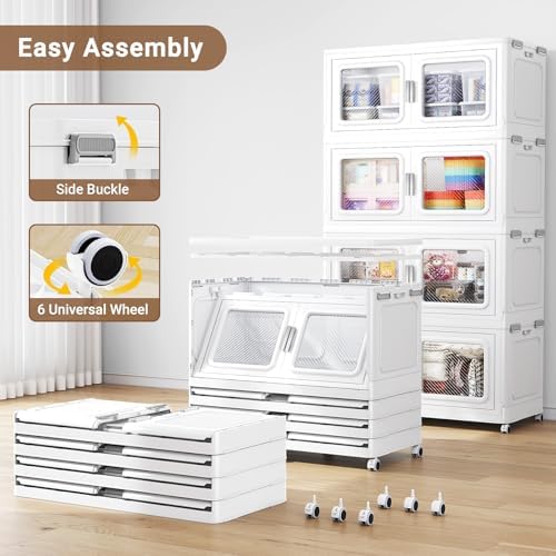 BROVIEW 220 Qt Extra Large Stackable Storage Bin with Lid, 1 Pack White - Image 3