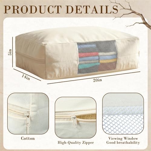 6 Pcs Cotton Canvas Sweater Storage Bag, 20"x14"x5" Closet Organizer Bag - Image 2