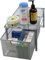 Deco Brothers Stackable Pull Out Cabinet Sliding Basket with Divider, Large - Image 6