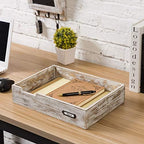 MyGift Whitewashed Wood Letter Tray, Desktop Paper File Organizer Box - Image 4
