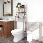3-Shelf Bathroom Organizer Over Toilet, Space Saver Storage, Brown - Image 3