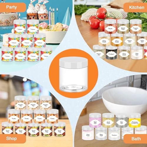 PeacePeo 6 OZ Plastic Jars with White Lids, 48 Pcs Slime Containers - Image 5