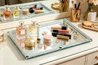Large Mirror Perfume Tray for Dresser,Silver Crushed Diamond Filled - Image 3