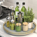 Oroyutor 13-Inch Gray Wooden Lazy Susan Spice Organizer with Gold Rail by Oroyutor