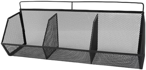 Metal Wire Basket, 3 Grids Wall Hanging Baskets, Wall Mount Slanted Opening Storage Organizer for Kitchen Bathroom Laundry Room Home Coffee Bar Office Garage (Black) by oreilet