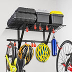 PLKOW Garage Wall Shelving 1 Pack Includes 2 Bike Hooks, Wall Shelves Garage Organizer with Vertical Bike Hanger, Powder Coated Steel (1 Pack) by PLKOW