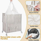 WOWLIVE Rolling Laundry Basket Wheels, Handwoven Laundry Hamper with Lid - Image 5