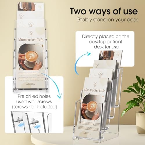 MaxGear 4 Tier Acrylic Brochure Display Holder, 4 Inch Wide, 6 Pack - Image 4