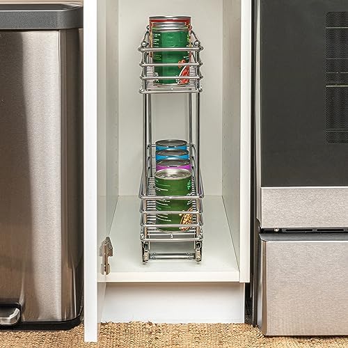 Household Essentials Chrome 2-Tier Sliding Cabinet Organizer, 5" - Image 5