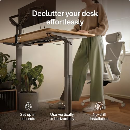 Desktronic Magnetic Cable Management Tray — No Drill Under Desk Cord Organizer, Holds 10 Cables, Reinforced Steel Cable Holder for Home Office, Gaming Setup & Sit-Stand Desks - Image 2