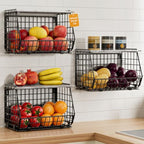 Hanging Fruit Basket for Kitchen, 3 Pack Vegetable Produce Basket by GGIU