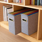 4 Packs Letter Size File Organizer, File Folders Organizer, Fabric Storage Box, Collapsible Paper Organizer with Metal Handle, Smooth PVC Rails, Only Box (Gray) - Image 7