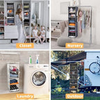 2 Packs Hanging Closet Organizer, 6-Shelf Closet Organizers and Storage with Side Pockets, Collapsible Hanging Shelves for Closet & RV & College Dorm,Grey - Image 6