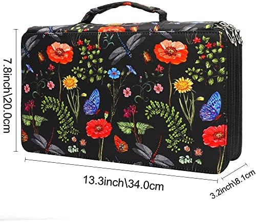 Vomgomfom 300 Slots Marker Case 4-Layer PU Leather, Handle, Black - Image 2