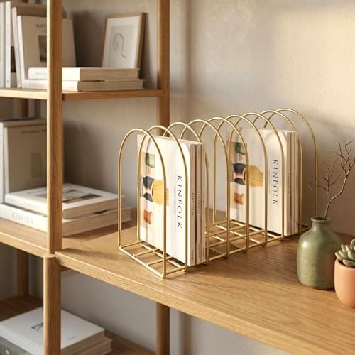 MyGift Brass Metal Wire File Desk Organizer Binder Holder with 8 Wide Slots - Image 5