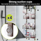 Orimade Over the Door Shower Caddy Adjustable 5 Tier Bronze,Bathroom Hanging Organizer Shelf Rustproof with 4 Hooks,Shower Basket with Soap Holder and Suction Cup - Image 2
