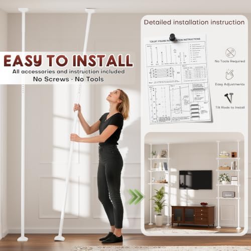 Goovilla Over The Toilet Storage Shelf, 64-124inch(H) 15-27inch(W), White - Image 6