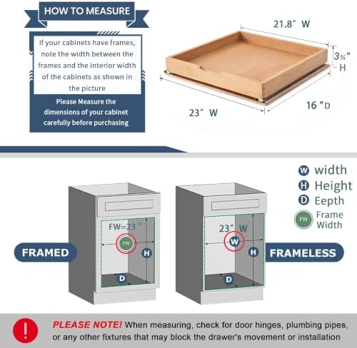Pull Out Cabinet Drawers - 9x2 Size Options (10-29'W,18-21'D), Pre-Assembled with Soft Close Slides, Solid Beechwood, Easy Installation(DRAWER-23x16) - Image 2