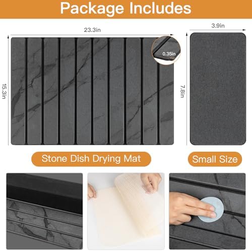 Stone Dish Drying Mat for Kitchen - Upgrade Counter Mats Quick Dry - Image 4