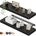 QEEIG Bathroom Long Floating Shelves for Wall (Black, Set of 2, 23.6") by QEEIG