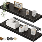 QEEIG Bathroom Long Floating Shelves for Wall (Black, Set of 2, 23.6") by QEEIG