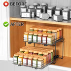 RCHYFEED 2 Tier Height Adjustable Pull Out Spice Rack,13.5" Wx10.5 Dx9.5 H - Image 2