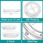 Sorbus Lazy Susan Organizer, Clear Turntable Organizer (2 Flat + 2 Tiered) - Image 3