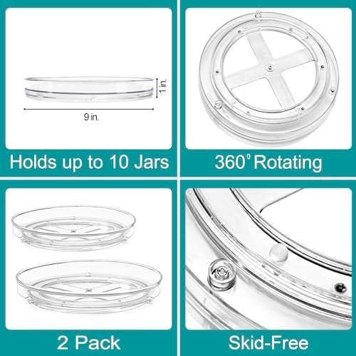 Sorbus Lazy Susan Organizer, Clear Turntable Organizer (2 Flat + 2 Tiered) - Image 3