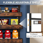 9 Tier Over The Door Pantry Orangizer 2 IN 1 Wall Mounted or Hanging Spice Rack with Adjustable Wood Basket,Heavy Duty Seasoning Storage Shelf for Kitchen Pantry and Bathroom Black - Image 3