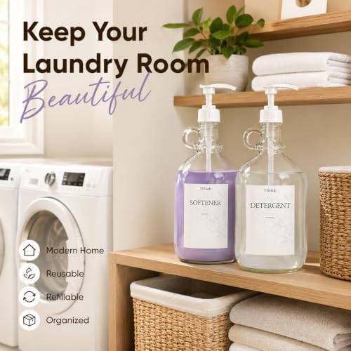 4 PCS 64 Oz Glass Liquid Laundry Detergent Dispensers with Pumps - Image 5