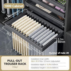 Pull Out Pants Rack for Closet，Retractable Trouser Organizer with Soft Close Silent Rails, Non-Slip Removable Rods, Adjustable Width Aluminum Frame, Luxury Wardrobe Storage System (Charcoal Grey) - Image 2