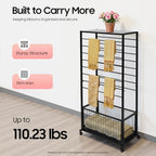 Double-Sided 16-Layer Ribbon Holder Organizer Rack with Wheels Floor Standing Wrapping Paper Display Shelf for Florist Craft Room Cake Shop, 110lbs Load-Bearing Capacity - Image 3