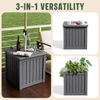 Patio Umbrella Base with 1.5" Hole, Outdoor Side Table, Planter Box, Grey - Image 2