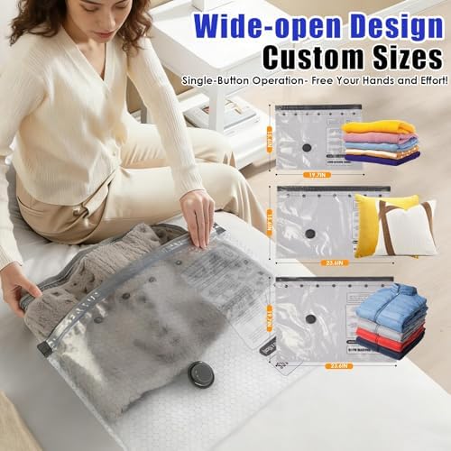 18 Pack Vacuum Storage Bags for Travel with Rechargeable Cordless Pump, Vacuum Seal Bags for clothing with Hand Pump, Portable Space Saver Bags for Clothes, Compression Packing for Luggage,Bedding - Image 3