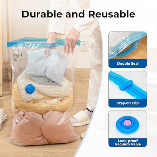 ETENWOLF 15 Combo Vacuum Storage Bags for Travel with Wireless Pump - Image 4