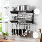 SUNTECH 31 Inch Pot Rack Wall Mounted, 2-Tier Wall Organizer for Pans, Pot - Image 6