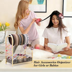 Keebofly Acrylic Hair Accessories Organizer, Versatile Headband Holder Stand for Scrunchies, Bows, Claw Clips, Hair Tie, Compact Hair Organizer Storage for Girls, Women, Babies, Amber & Gold-Plated - Image 6