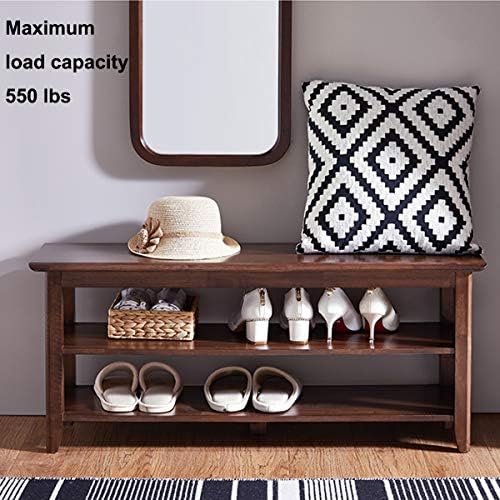XKZG Shoe Rack Bench Wooden Shoe Storage Bench Entryway Bench, Brown, 39.4" - Image 3