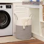 OIAHOMY 100L Nursery Hamper Laundry Basket Laundry Hamper Grey/White - Image 4