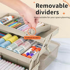 TERGOO 14in 3-Layer Multipurpose Craft Organizers and Storage with Adjustable Dividers, Portable Tackle Box, Folding Art & Craft Case for Medicine, Tool, Sewing Organizer (Brown, X-Large) - Image 3