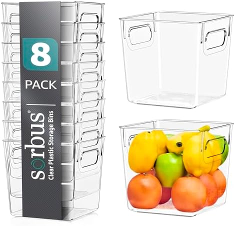Sorbus Fridge Organizers and Storage, Clear Plastic Bins (Small, 8 Pack) by Sorbus