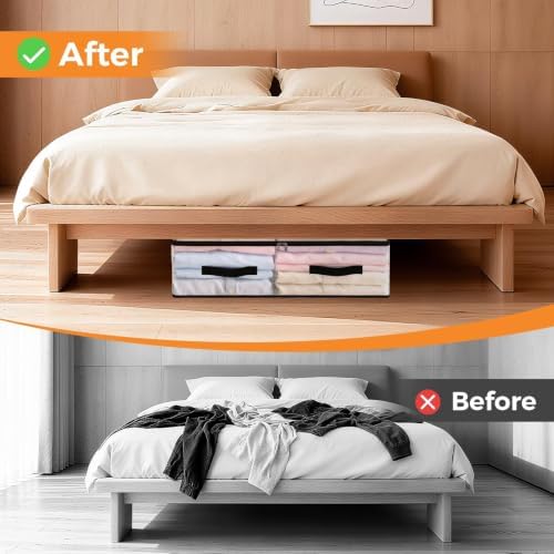 8 Pack Under Bed Storage Bags, 60L Foldable Clear Containers with Handles - Image 6