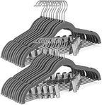 HOUSE DAY Velvet Skirt Hangers 24 Pack, Hangers with Adjustable Clips- Gray by HOUSEDAY