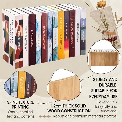 Gerrii 15.9"x10.2"x5.6" Solid Wood Hidden Book Box, Modern, Retro - Image 4