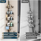 Consumest Corner Shower Caddy Tension Pole - Rustproof Shower Shelves with Towel Bar & Soap Holder, Adjustable Bath Organizer for Bathroom Storage, 27.6-108.3 inch, Black - Image 2