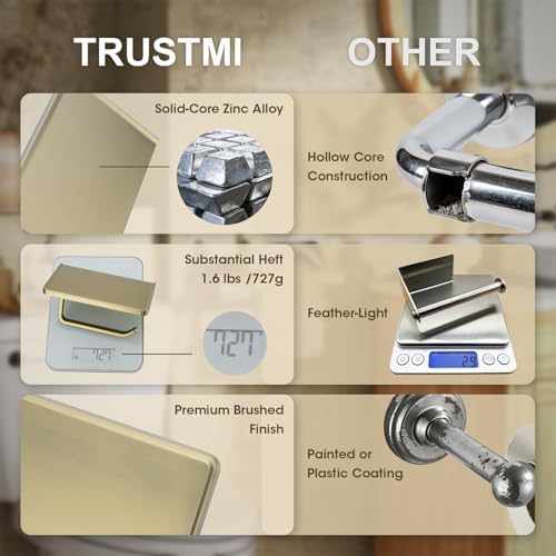 TRUSTMI Toilet Paper Holder with Phone Shelf, Zinc Alloy, Brushed Gold - Image 3