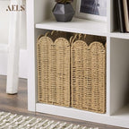 AELS Woven Natural Fibre Magazine Holder, Scalloped Edge Floor Magazine Rack, Hand-woven Organizer, Boho Modern Farmhouse Book Basket, File Newspaper Mail Holder for Office - Image 4